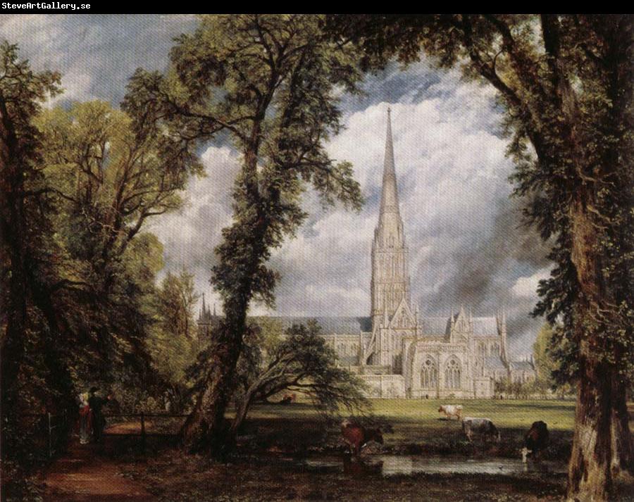 John Constable View of Salisbury Cathedral Grounds from the Bishop's House